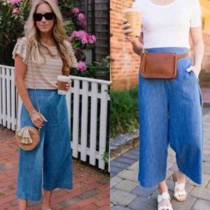 NWT Madewell Chambray Huston Pull-On Crop Pants Small